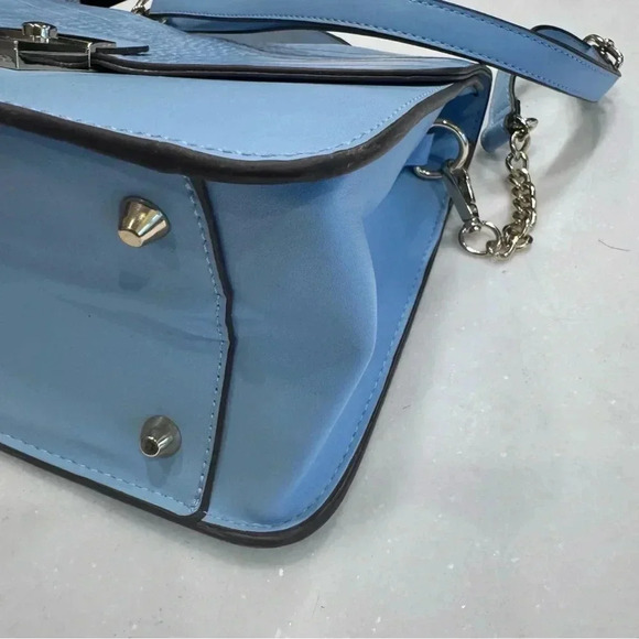 Iman Global Chic Satchel /Crossbody Light Blue Flower Garden Gold Hardware NWOT - Picture 8 of 16